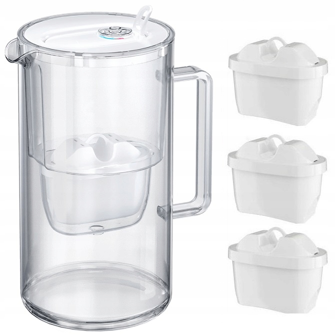 DZBANEK FILTRUJĄCY AQUAPHOR GLASS 2,5L SZKLANY BIAŁY +3 FILTRY