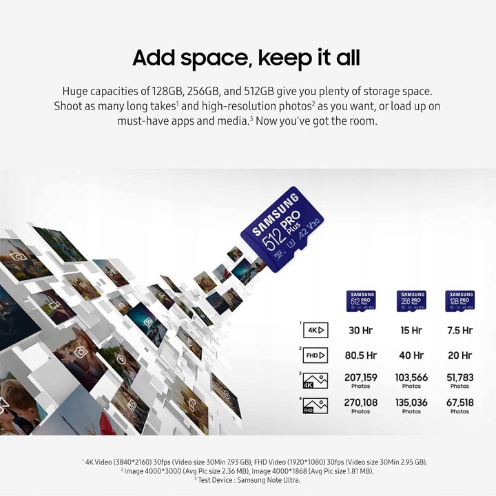 Samsung PRO Plus microSDXC 512GB U3 A2 V30 180 MB/s Adapter Karta pamięci