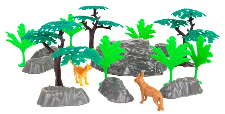 FARMA FIGURKI ZWIERZĘTA WIEJSKIE + PŁOT DRZEWA GŁAZY 55 ELEMENTÓW ZESTAW