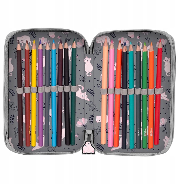 TRZYKOMOROWY PIÓRNIK SZKOLNY Z WYPOSAŻENIEM PASO z kotkiem KOTEK BRYTYJSKI