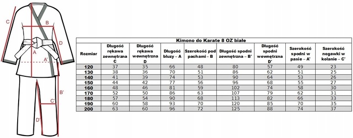 KIMONO DO KARATE EVOLUTION 8 OZ Z PASEM 170 cm