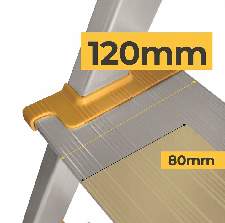 Drabina aluminiowa domowa PÓŁKA 5 stopniowa SZEROKIE stopnie DRABEST