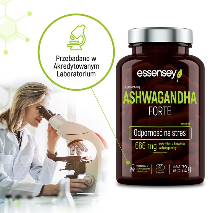 ASHWAGANDHA FORTE 666mg Mocny Ekstrakt Stres Sen Relaks Ashwaganda Korzeń