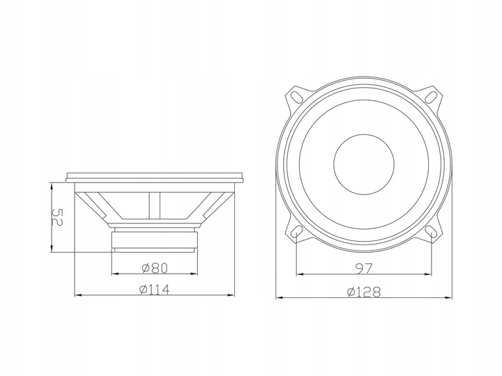 MOCNY GŁOŚNIK SAMOCHODOWY WOOFER BASOWY 130W 13CM 130MM 5.25"