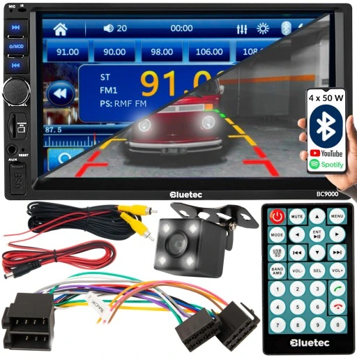 Radio samochodowe Bluetooth 2DIN + kamera cofania
