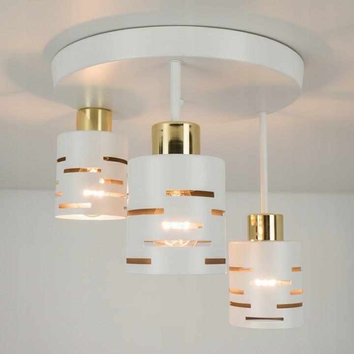 Lampa Sufitowa LED 3X E27 Żyrandol Plafon Natynkowy Oprawa Biała Salon
