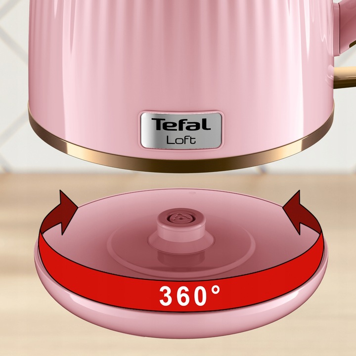 Czajnik elektryczny bezprzewodowy TEFAL Loft KO2517 2400 W różowy