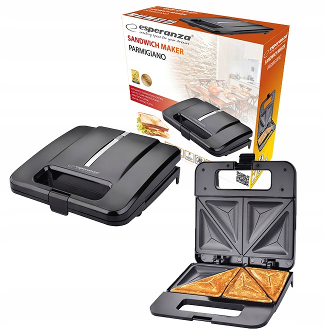 Opiekacz do kanapek Esperanza Parmigiano czarny 1000W