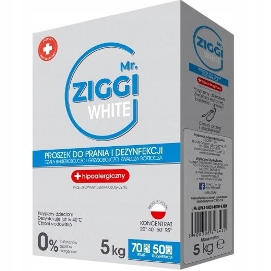 MR ZIGGI Proszek do Prania Kolor+Biały 2x5kg POLSKI EKO HIPOALERGICZNY