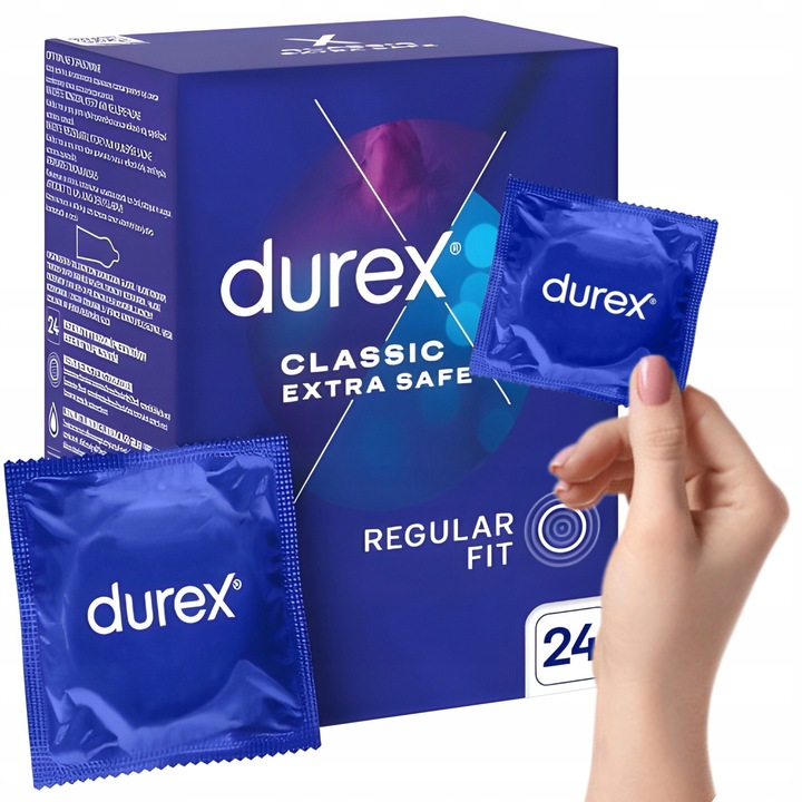 DUREX Extra Safe Dodatkowo Nawilżane Prezerwatywy BEZPIECZNE 24 sztuki