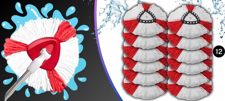 12X WKŁAD DO MOPA OBROTOWEGO VILEDA TURBO WKŁAD ZAPAS KOŃCÓWKA MEGA CHŁONNE