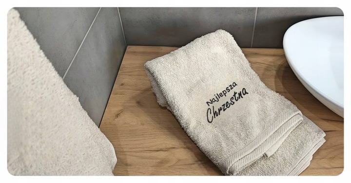 PODZIĘKOWANIE Dla Matki Chrzestnej PIERWSZA KOMUNIA - Ręcznik Kubek Prezent