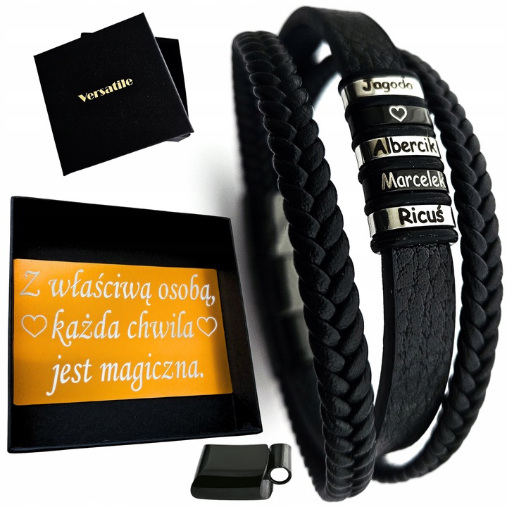 Bransoletka męska SKÓRZANA REGULOWANA Z GRAWEREM DZIEŃ OJCA TATY VERSATILE