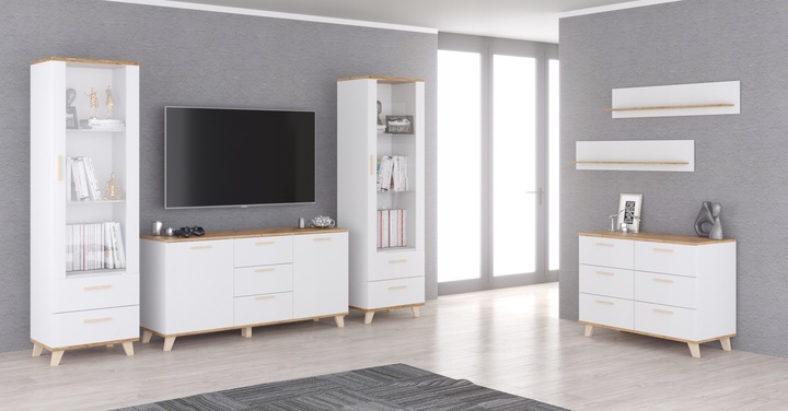 Komoda BIAŁA 3 Szuflady Duża Pojemna Szafka OSLO 120cm Styl