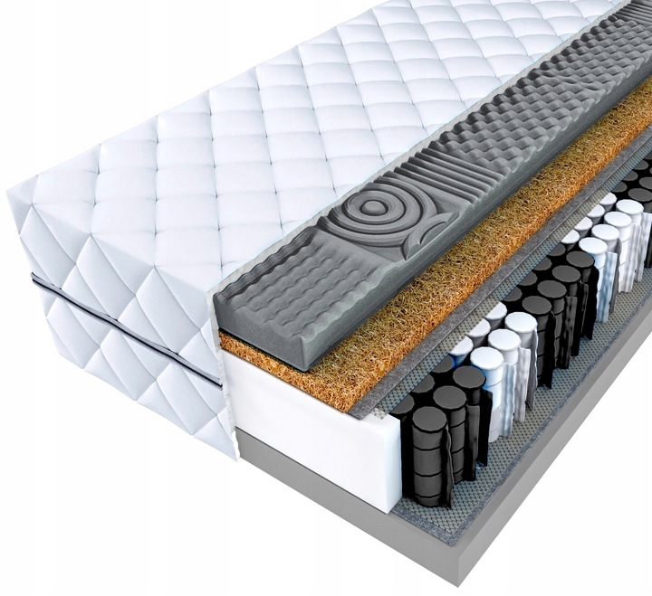 Materac pocket PROFIL 90x200 MASUJĄCY KOKOS H3/H4 - ULGA NA KRĘGOSŁUP!