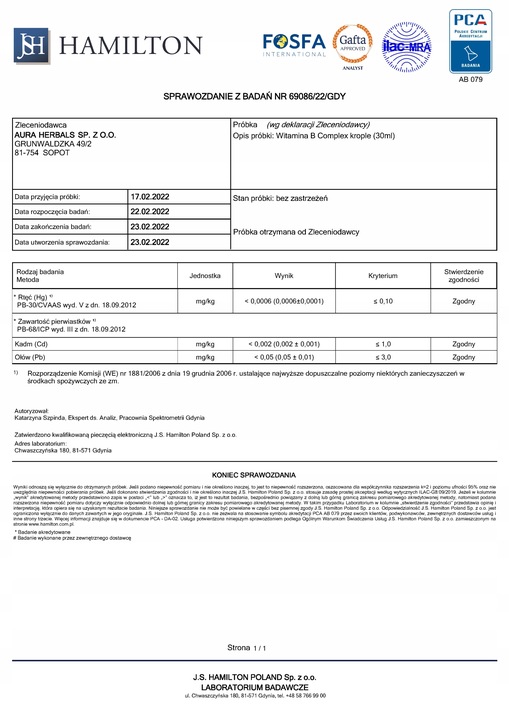 Aura Herbals Witamina B COMPLEX B1 B2 B3 B6 B12 BIOTYNA