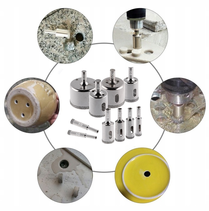 OTWORNICE DIAMENTOWE WYTRZYMAŁE GRES PŁYTKI SZKŁO 10szt 6-68mm MTA JAKOŚĆ