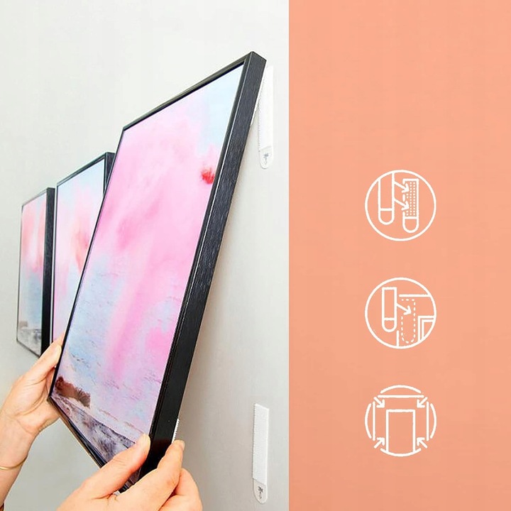 GWOŹDZIE SAMOPRZYLEPNE DO RAMEK DO WIESZANIA OBRAZÓW, DUŻE PASKI