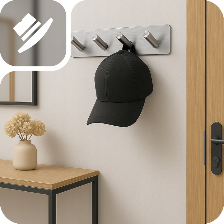 WIESZAK HACZYK SAMOPRZYLEPNY NA RĘCZNIK DO ŁAZIENKI KUCHNI SREBRNY LOFT