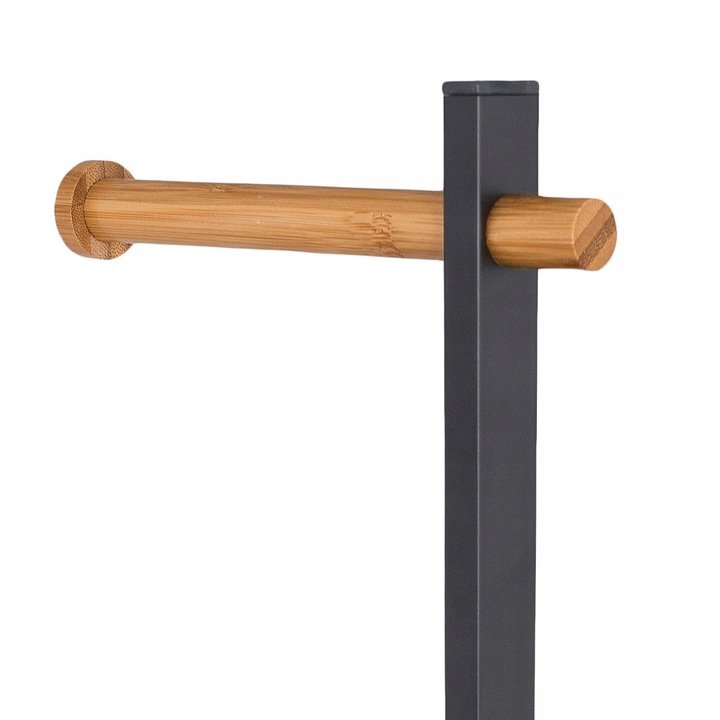 Stojak uchwyt wieszak na papier toaletowy i szczotkę do WC czarny bambus