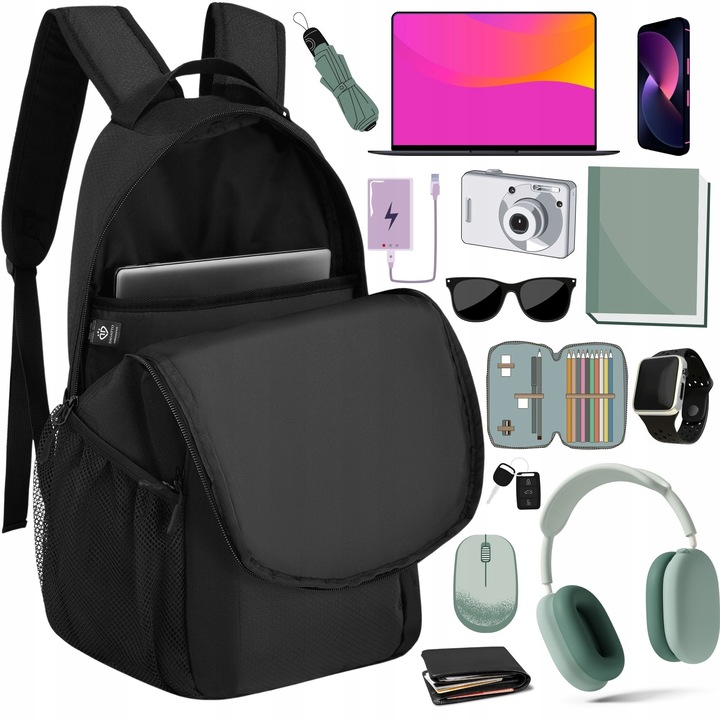 Plecak męski do pracy na laptopa szkolny młodzieżowy pojemny czarny ZAGATTO