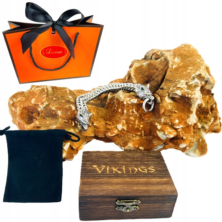 Bransoletka męska VIKING pudełko torebka prezentowa dla mężczyzny 21,5 cm
