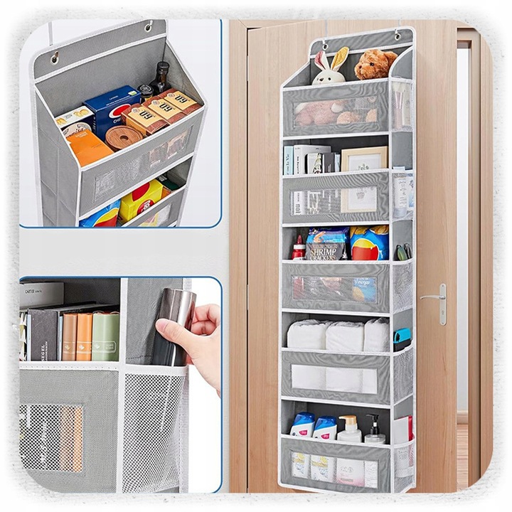 ORGANIZER NA DRZWI WISZĄCY DO SZAFY 5 PÓŁEK KIESZENIE KOSZ NA ZABAWKI