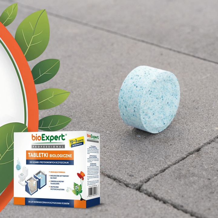 Bakterie do szamba na ROK Tabletki do oczyszczalni 12+3szt GRATIS
