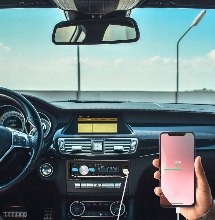 RADIO SAMOCHODOWE 1-DIN BLUETOOTH 5.0 USB SD AUX MP3 MIKROFON PILOT