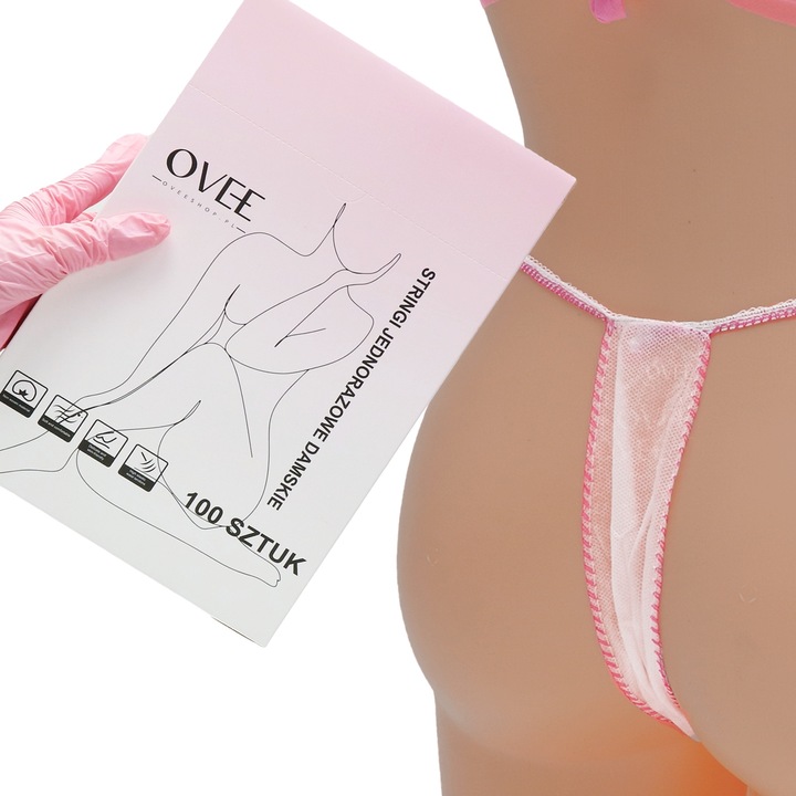 Włókninowe Stringi Majtki Jednorazowe Białe Damskie Masażu Zabiegów 100szt.