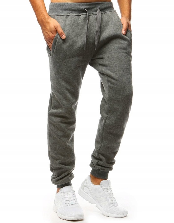 MĘSKIE SPODNIE DRESOWE JOGGERY SZARE ux2396-XL