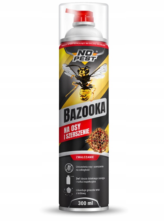 SILNY SPRAY PREPARAT OPRYSK ŚRODEK NA OSY SZERSZENIE GNIAZDA BAZOOKA