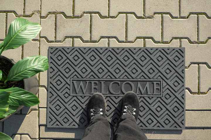 WYCIERACZKA POD DRZWI ZEWNĘTRZNA GUMOWA WEJŚCIOWA WELCOME BŁYSZCZĄCA