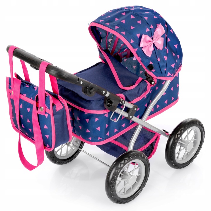 KINDERPLAY WÓZEK DLA LALEK GŁĘBOKI GONDOLA SKŁADANY TORBA REGULOWANA RĄCZKA