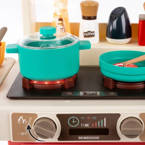 KUCHNIA DLA DZIECI ŚWIATŁO OKAP Z DŹWIĘKIEM KRAN PARA WODA TABLICA KREDOWA