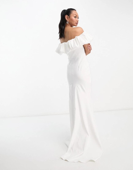 TRUE VIOLET SUKNIA ŚLUBNA MARSZCZENIE ODKRYTE RAMIONA KKZ NG7__M