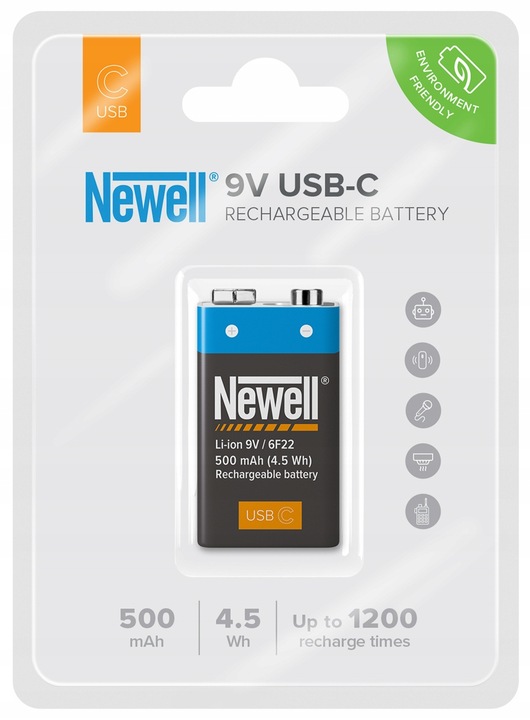 Akumulator Bateria Newell 9 V R9 USB-C 500 mAh
