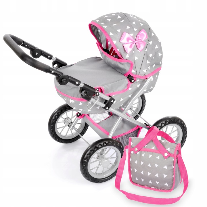 KINDERPLAY WÓZEK DLA LALEK GŁĘBOKI GONDOLA SKŁADANY TORBA REGULOWANA RĄCZKA