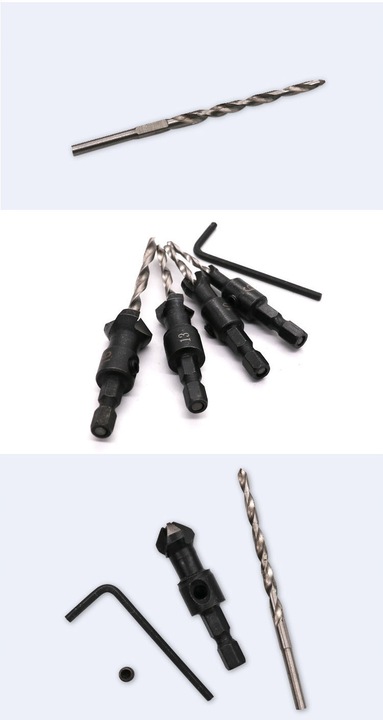 Wiertła do Drewna z Gzymką Fazownikiem + IMBUS nawiertaki z