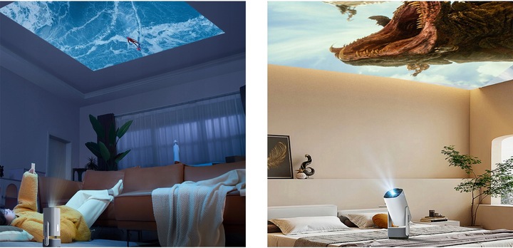 PROJEKTOR RZUTNIK AKUMULATOR PRZENOŚNY OBROTOWY LED MOBILNY SMART TV +HDMI