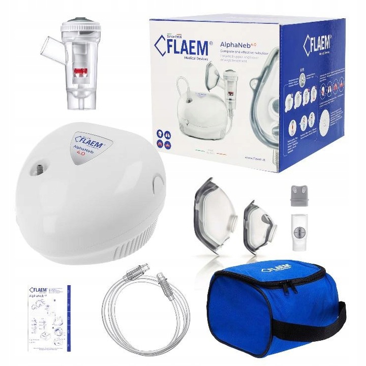 INHALATOR NEBULIZATOR TŁOKOWY DLA DZIECI DOROSŁYCH FLAEM ALPHANEB 4POZIOMY