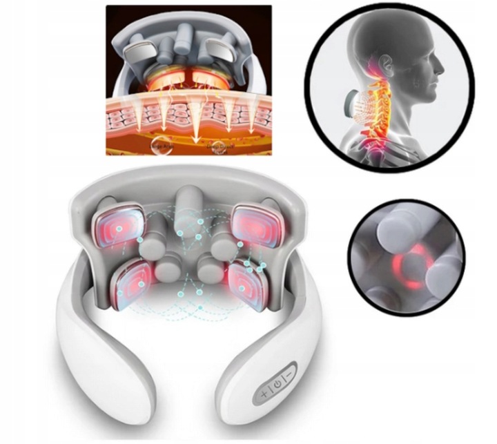 MASAŻER SZYI SZTYWNOŚĆ KARKU BÓL PRĄDY TENS 9 GŁOWIC GRZANIE 5 PROGRAMÓW