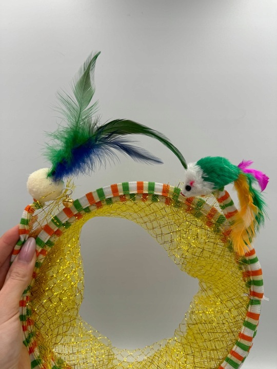 TUNEL DLA KOTA ZABAWKA SPRĘŻYNKA MYSZKA PIÓRKA 2w1