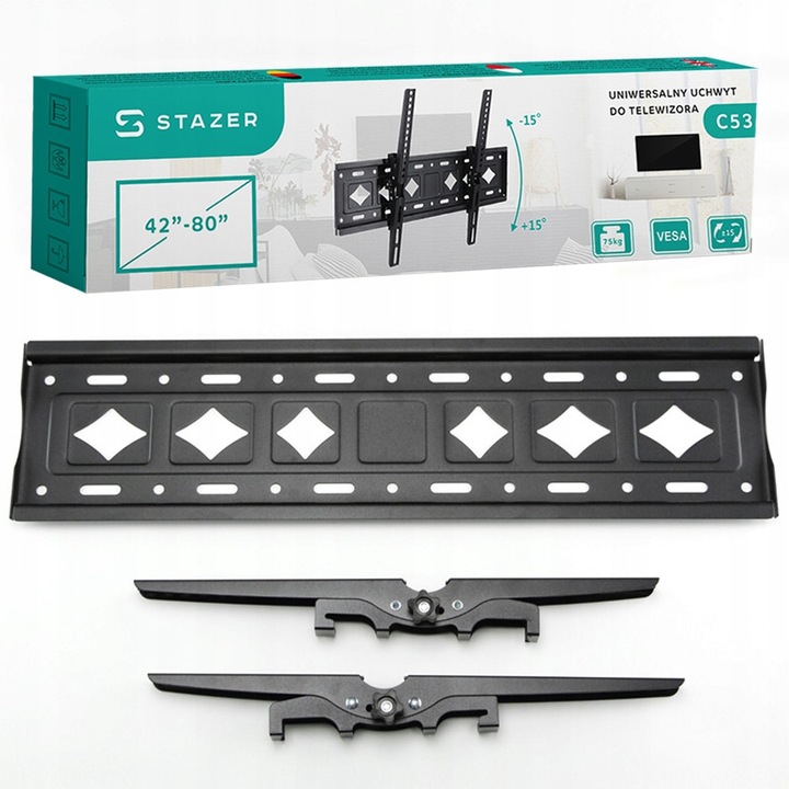 SOLIDNY UCHWYT DO TELEWIZORA WIESZAK NA TV UNIWERSALNY MOCNY 42"-80" VESA