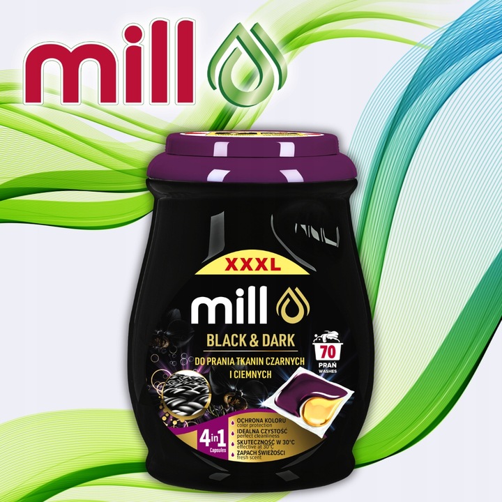 Mill Kapsułki do Prania Czarnych i Ciemnych Tkanin 70 kapsułek