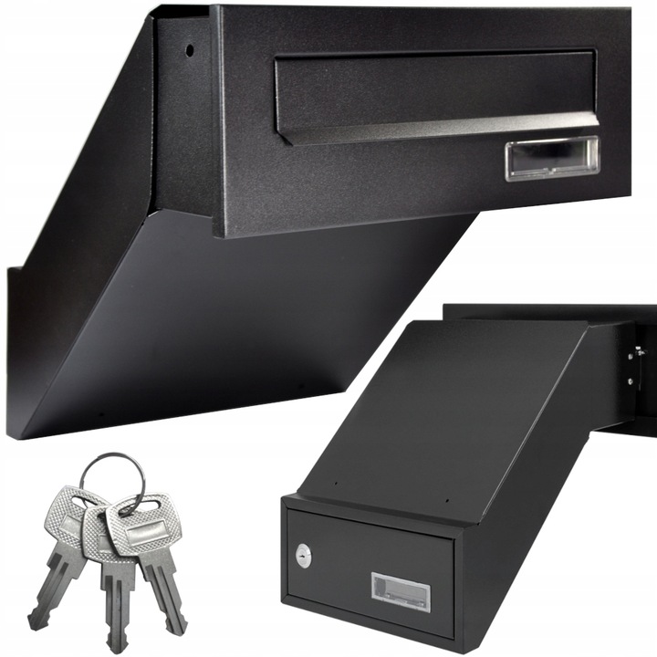 SKRZYNKA NA LISTY PRZELOTOWA DO WMUROWANIA REGULOWANA CZARNY MAT + 3