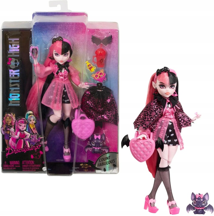 Monster High Draculaura Lalka Modowa Zestaw AKCESORIA HHK51 MATTEL