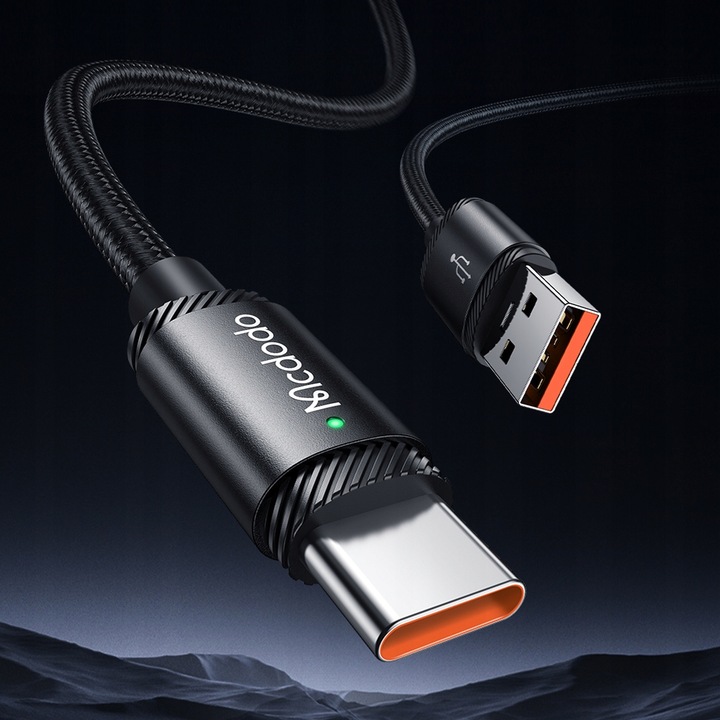MCDODO KABEL USB-C SZYBKIE ŁADOWANIE DO SAMSUNG XIAOMI TYP C 6A 120W 2M LED
