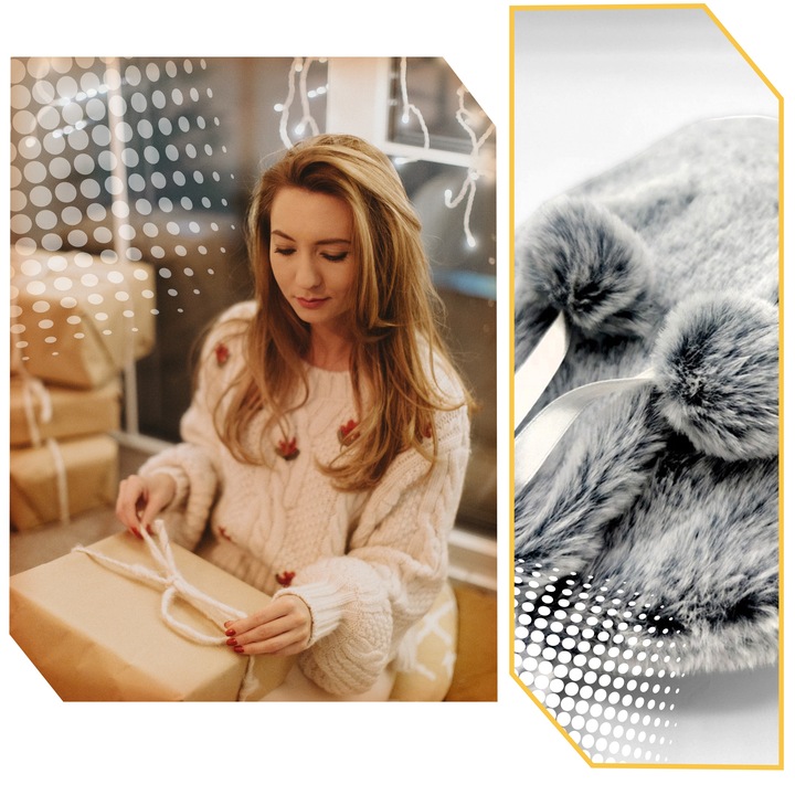 Duży termofor gumowy w pokrowcu ogrzewacz pluszowy w sweterku na wodę XXL