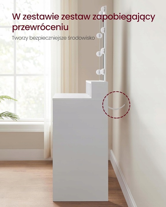 Toaletka z lustrem i oświetleniem led biała nowoczesna